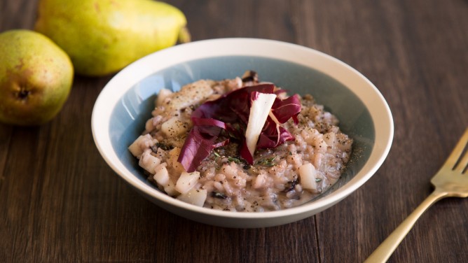 Birnen-Risotto mit Käse und Radicchio Birnen-Risotto mit Käse und Radicchio
