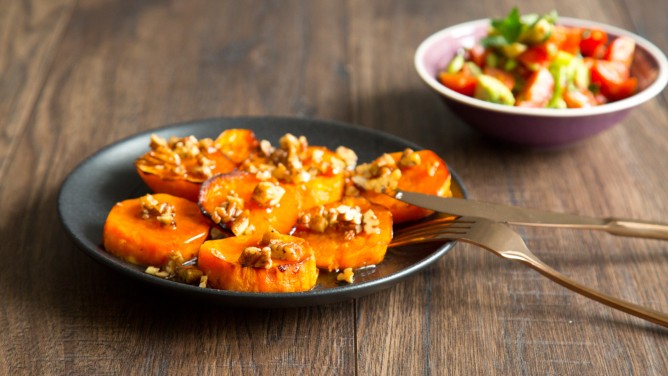 Melting Sweet Potatoes mit Nusssirup Melting Sweet Potatoes mit Nusssirup
